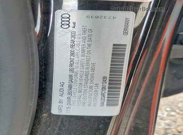 WAU2GAFC1GN112439 2016 AUDI A7 Black Vista de la etiqueta del VIN