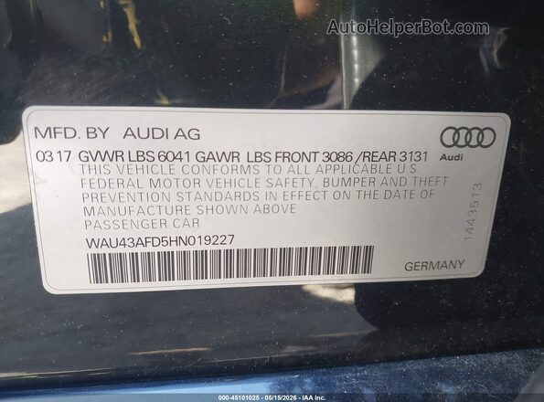 WAU43AFD5HN019227 2017 AUDI OTHER Dark Blue 