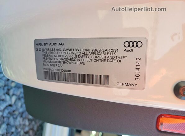 WAU5AGF5XRN001040 2024 AUDI OTHER White Вид підкапотного простору