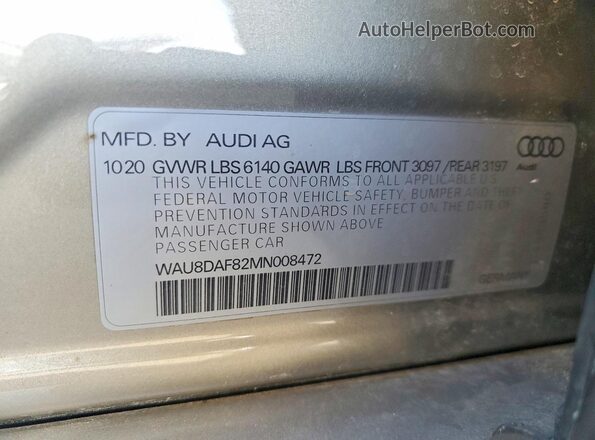 WAU8DAF82MN008472 2021 AUDI A8 Tan Widok komory silnika