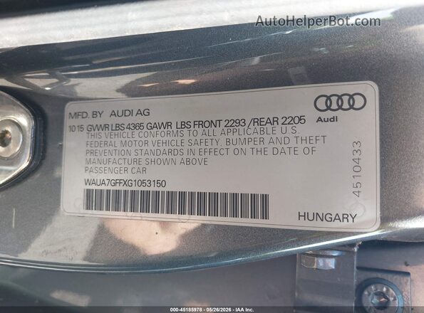 WAUA7GFFXG1053150 2016 AUDI A3 Gray 