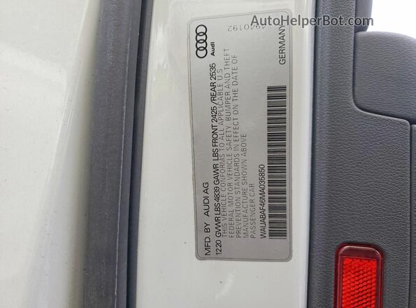WAUABAF46MA035850 2021 AUDI A4 White Vista del compartimento del motor