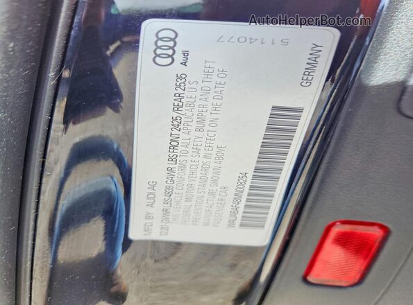 WAUABAF48MN008254 2021 AUDI A4 Black Вид наклейки з VIN-кодом