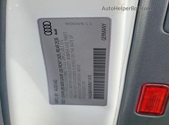 WAUABAF4XMN011415 2021 AUDI A4 White Вид підкапотного простору