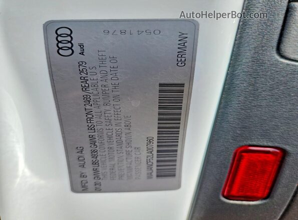 WAUANCF52LA007960 2020 AUDI A5 White Vista del compartimento del motor