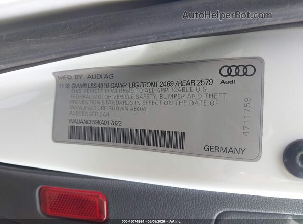 WAUANCF59KA017822 2019 AUDI OTHER White 
