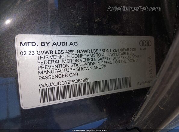 WAUAUDGY9PA084980 2023 AUDI OTHER Black Vista del compartimento del motor
