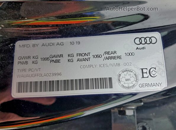 WAUAUGFF0LA023996 2020 AUDI A3 Черный Вид подкапотного пространства