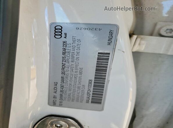 WAUAUGFF2H1033808 2017 AUDI OTHER White Vista del compartimento del motor