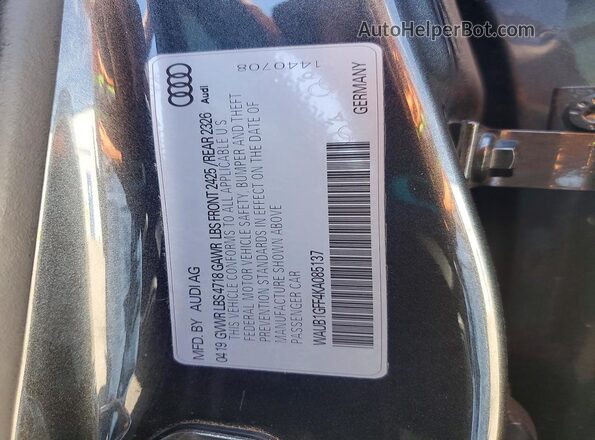 WAUB1GFF4KA085137 2019 AUDI S3 Серый Вид подкапотного пространства
