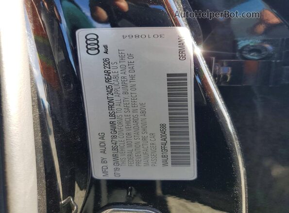 WAUB1GFF4LA004588 2020 AUDI S3 Black Vista de la etiqueta del VIN