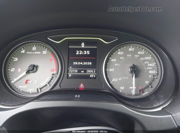 WAUB1GFF9G1054635 2016 AUDI S3 White Հետևի նստատեղերի տեսք