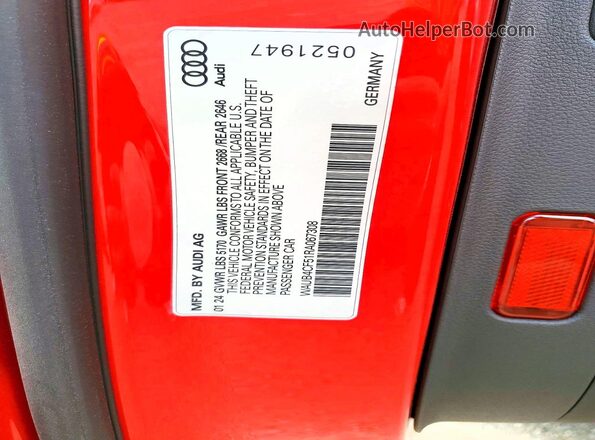 WAUB4CF51RA067308 2024 AUDI S5 Красный Вид подкапотного пространства