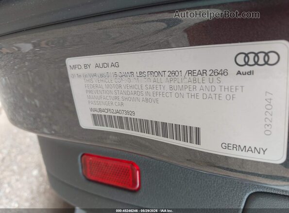 WAUB4CF52JA073929 2018 AUDI S5 Black Engine compartment view