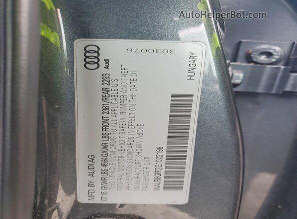 WAUB8GFF2G1022198 2016 AUDI A3 Gray ძრავის განყოფილების ხედი