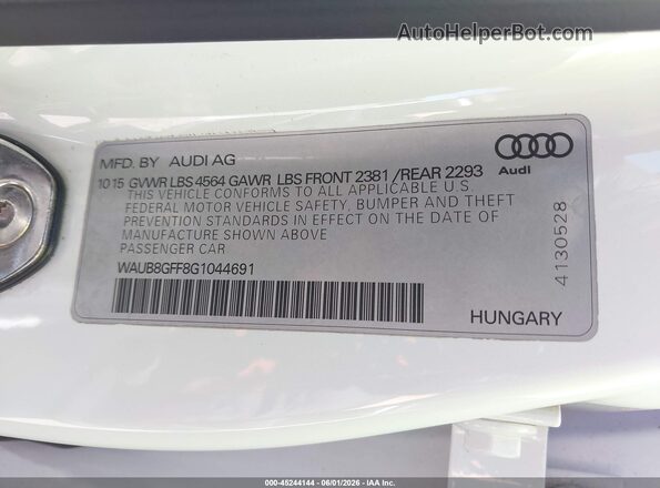 WAUB8GFF8G1044691 2016 AUDI A3 White Вид підкапотного простору