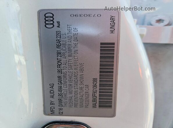 WAUB8GFF9G1084388 2016 AUDI A3 White Շարժիչի բաժամունքի տեսք