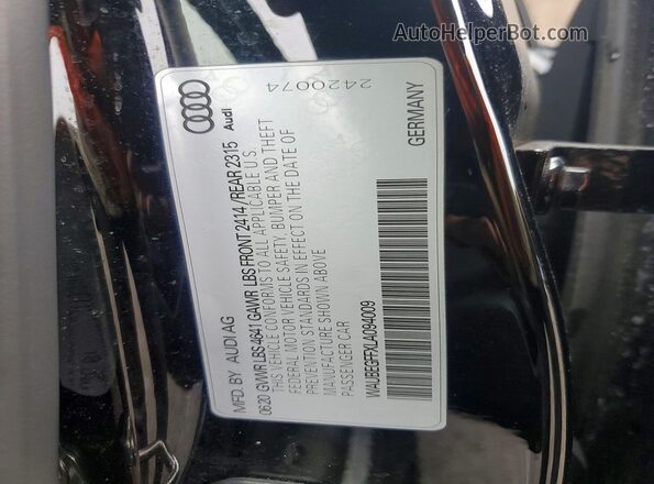 WAUBEGFFXLA094009 2020 AUDI A3 Black Вид підкапотного простору