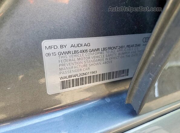 WAUBFAFL2GN011963 2016 AUDI A4 Gray Widok komory silnika