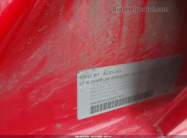 WAUBFAFL5GN007891 2016 AUDI A4 Red Շարժիչի բաժամունքի տեսք