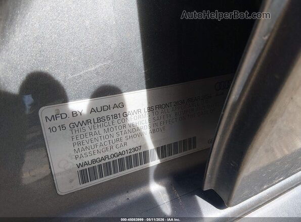 WAUBGAFL0GA012307 2016 AUDI S4 Gray Շարժիչի բաժամունքի տեսք