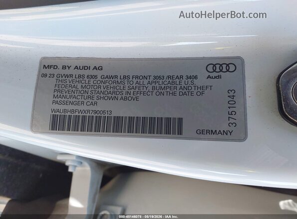 WAUBHBFWXR7900513 2024 AUDI OTHER Белый Вид подкапотного пространства