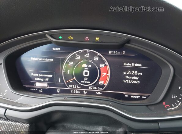 WAUC4AF47JA116757 2018 AUDI S4 Gray Widok tylnych siedzeń