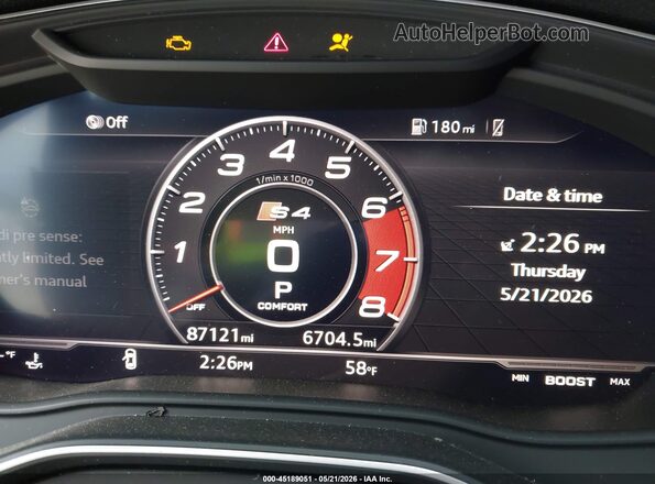 WAUC4AF47JA116757 2018 AUDI S4 Gray 