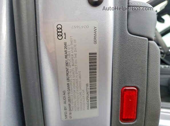 WAUC4CF5XJA072189 2018 AUDI S5 Silver Widok komory silnika