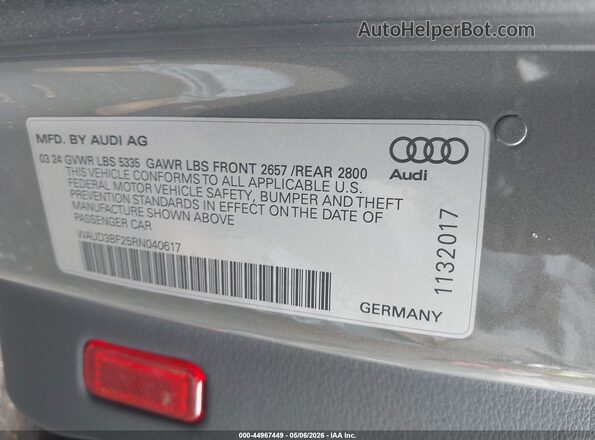 WAUD3BF25RN040617 2024 AUDI OTHER Gray Շարժիչի բաժամունքի տեսք