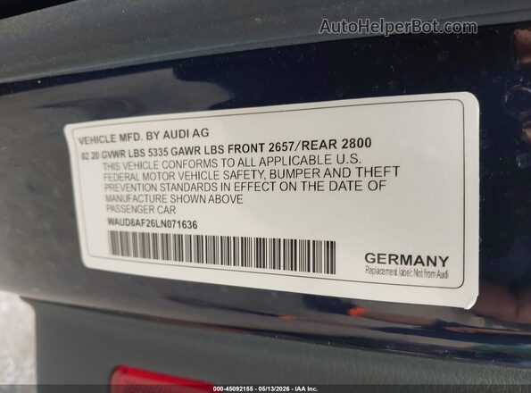 WAUD8AF26LN071636 2020 AUDI A6 Black Вид підкапотного простору