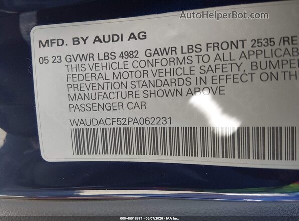 WAUDACF52PA062231 2023 AUDI OTHER Blue 