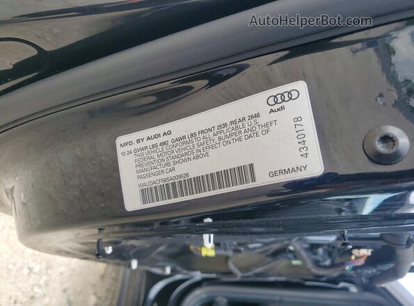 WAUDACF58SA009526 2025 AUDI A5 Black VIN կոդի պիտակի տեսք