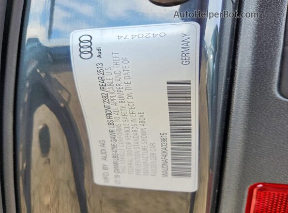 WAUDNAF40KA039815 2019 AUDI A4 Gray Вид підкапотного простору