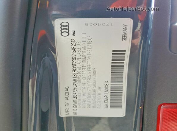 WAUDNAF41JN013814 2018 AUDI A4 Gray Vista de la etiqueta del VIN