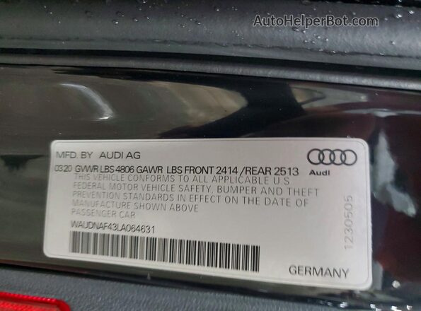 WAUDNAF43LA064631 2020 AUDI OTHER Black 