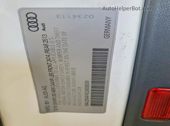 WAUDNAF45LN008599 2020 AUDI A4 White Widok komory silnika