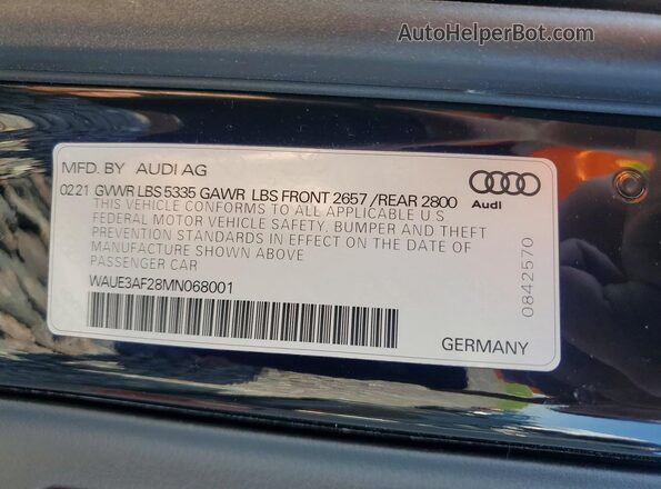 WAUE3AF28MN068001 2021 AUDI A6 Black Vista del compartimento del motor