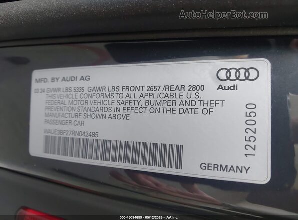 WAUE3BF27RN042485 2024 AUDI A6 Black Вид підкапотного простору