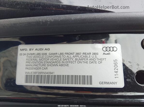 WAUE3BF28RN040941 2024 AUDI A6 Black Շարժիչի բաժամունքի տեսք