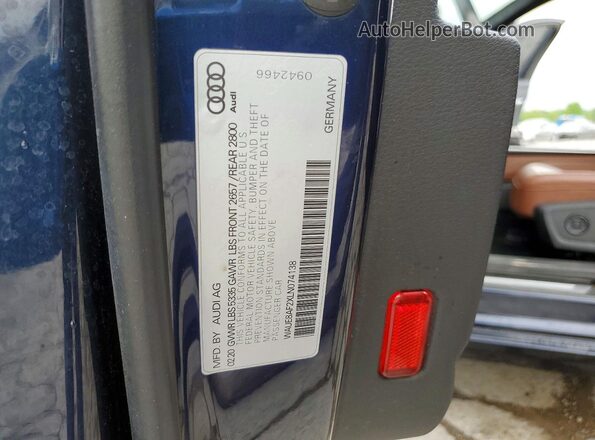 WAUE8AF2XLN074138 2020 AUDI A6 Синий Вид наклейки с VIN-кодом