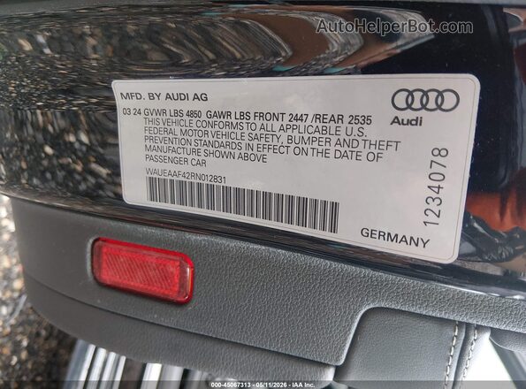 WAUEAAF42RN012831 2024 AUDI OTHER Black Вид підкапотного простору