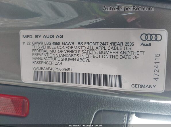 WAUEAAF43PN009451 2023 AUDI OTHER Gray Engine compartment view