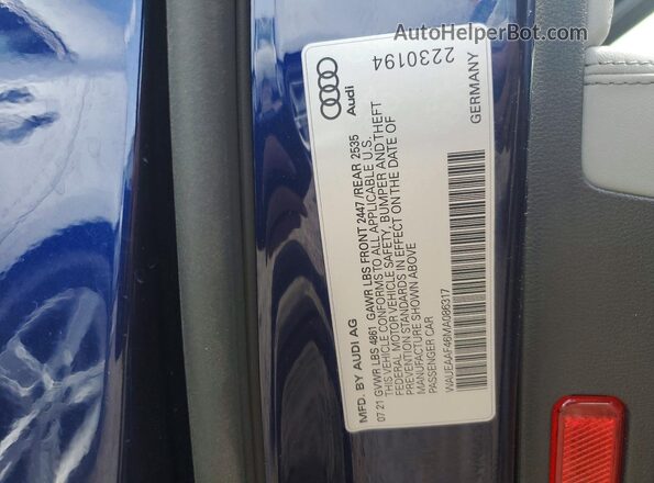 WAUEAAF46MA086317 2021 AUDI OTHER Blue Вид підкапотного простору