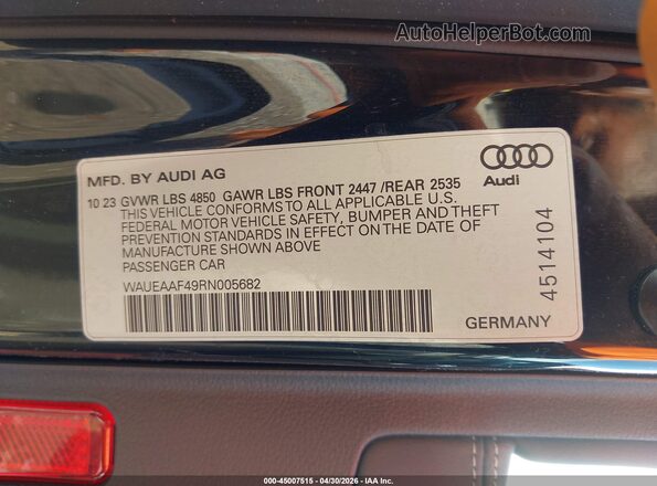 WAUEAAF49RN005682 2024 AUDI OTHER Black Շարժիչի բաժամունքի տեսք