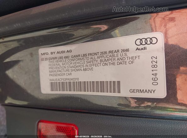 WAUEACF53PA040310 2023 AUDI OTHER Gray Շարժիչի բաժամունքի տեսք