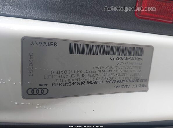WAUENAF48LA042189 2020 AUDI A4 White ძრავის განყოფილების ხედი