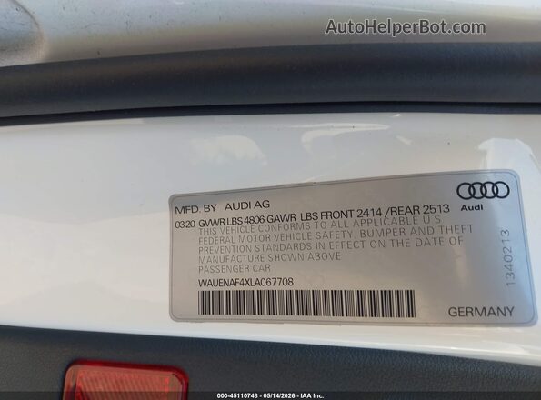 WAUENAF4XLA067708 2020 AUDI OTHER White Շարժիչի բաժամունքի տեսք