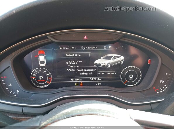 WAUENCF53JA086795 2018 AUDI A5 White უკანა სავარძლების ხედი