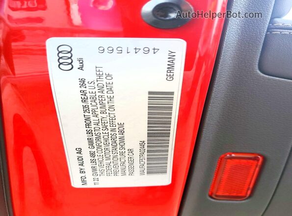 WAUFACF57PA024454 2023 AUDI A5 Red VIN sticker view